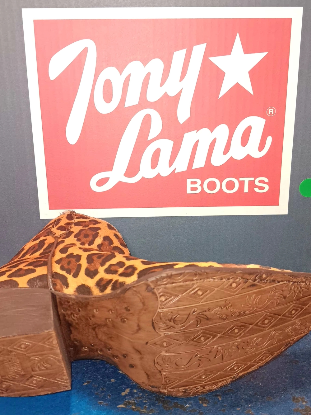 Tony Lama Leopard Print Western Ankle Boots - Brown/Tan - Picture 6 of 7